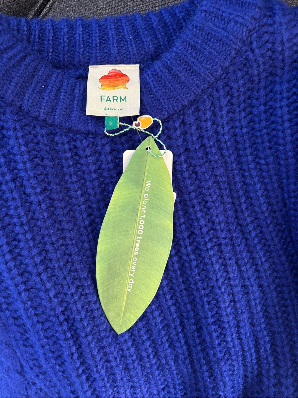 FARM Rio Royal Blue Chunky Cable Knit Sweater - Picture 4 of 4